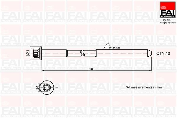 B2111 FAI Pernos de culata